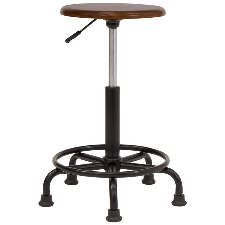 Image 6 St. James Rustic Oak Wood Swivel Adjustable Stool more views