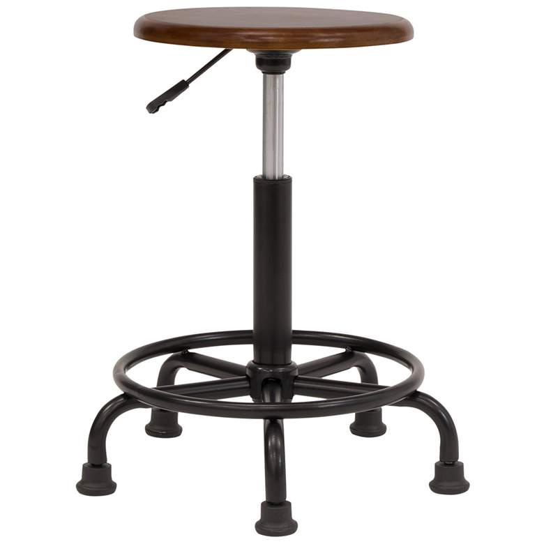 Image 7 St. James Rustic Oak Wood Swivel Adjustable Stool more views