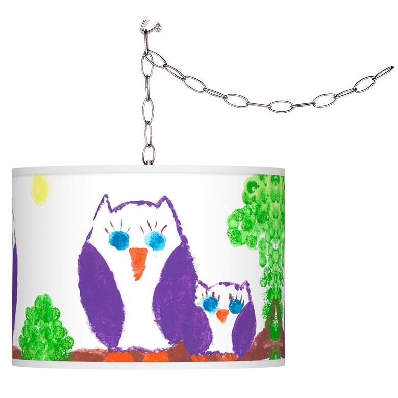 Image 1 St. Jude Owl Family Plug-In Swag Pendant