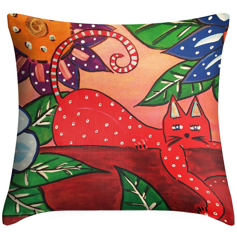 Image 1 St. Jude Strawberry Cat 18 inch Square Throw Pillow