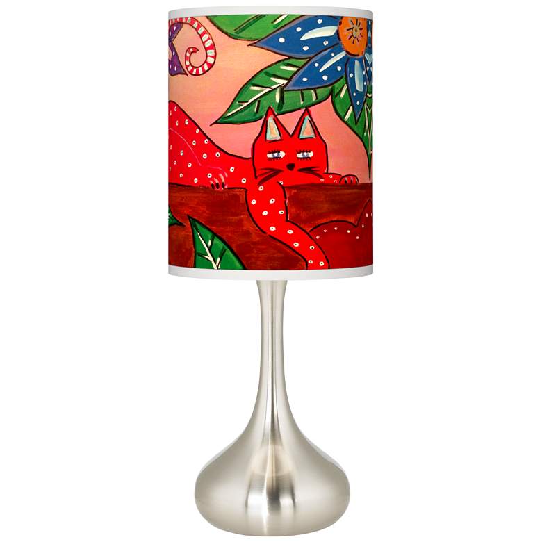 Image 1 St. Jude Strawberry Cat Giclee Droplet Table Lamp