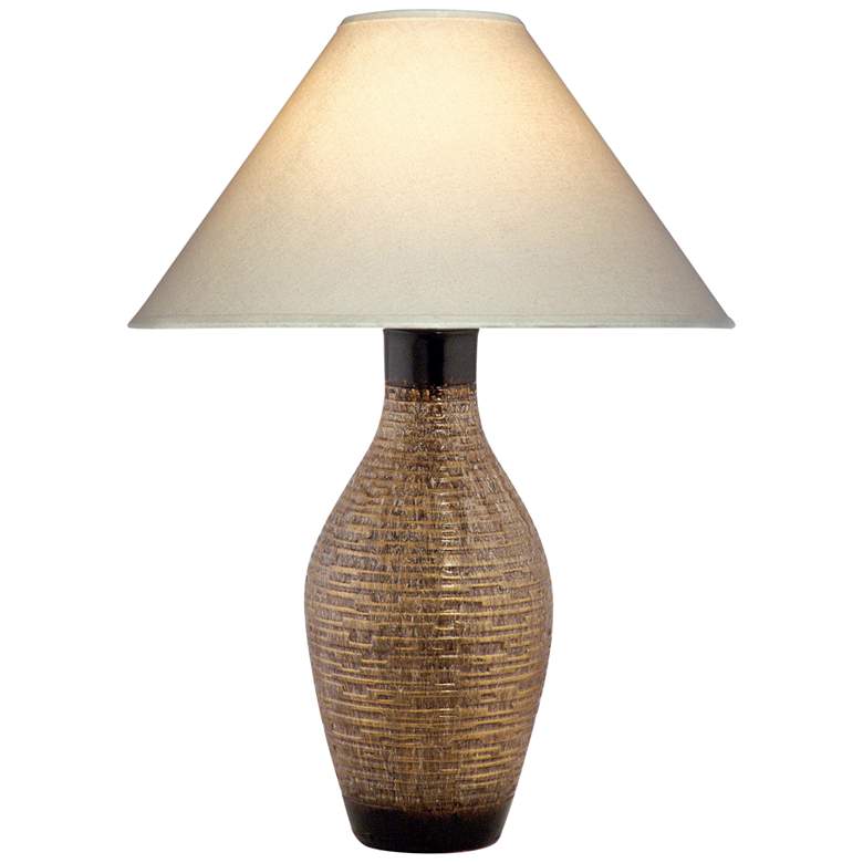 Image 1 St. Tropez 31 inch Taupe Brown Vase Hydrocal Table Lamp with LED Bulb