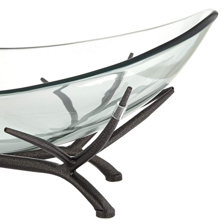 Image 2 St. Tropez Black Metal and Clear Glass Oval Decorative Bowl more views