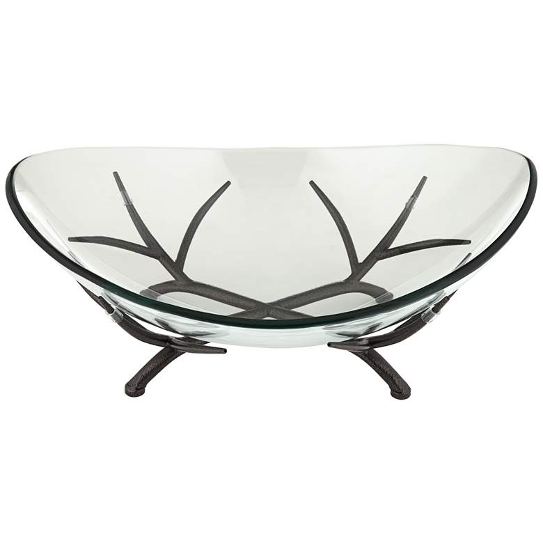Image 4 St. Tropez Black Metal and Clear Glass Oval Decorative Bowl more views
