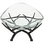 St. Tropez Black Metal and Clear Glass Oval Decorative Bowl