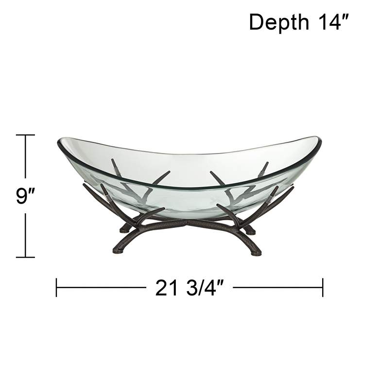 Image 7 St. Tropez Black Metal and Clear Glass Oval Decorative Bowl more views