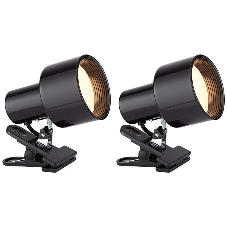 Image 1 Staccato 6" High Black Mini Accent Clip Lights Set of 2