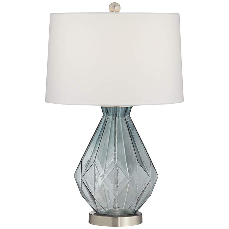 Image 1 Stacey Geometric Blue Glass Table Lamp