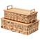 Stackable Hyacinth Baskets with Oak Lids, Natural Set of 2