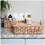 1_Stackable Hyacinth Baskets with Oak Lids, Natural Set of 2