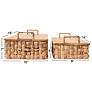 5_Stackable Hyacinth Baskets with Oak Lids, Natural Set of 2 more views