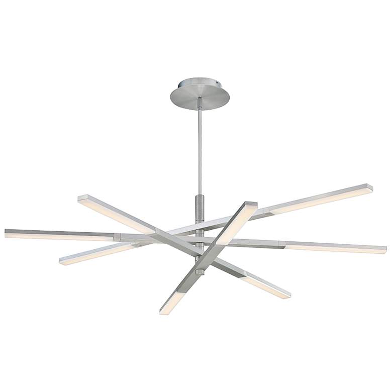 Image 2 Stacked 48 inch Wide Brushed Aluminum 8-Light LED Chandelier