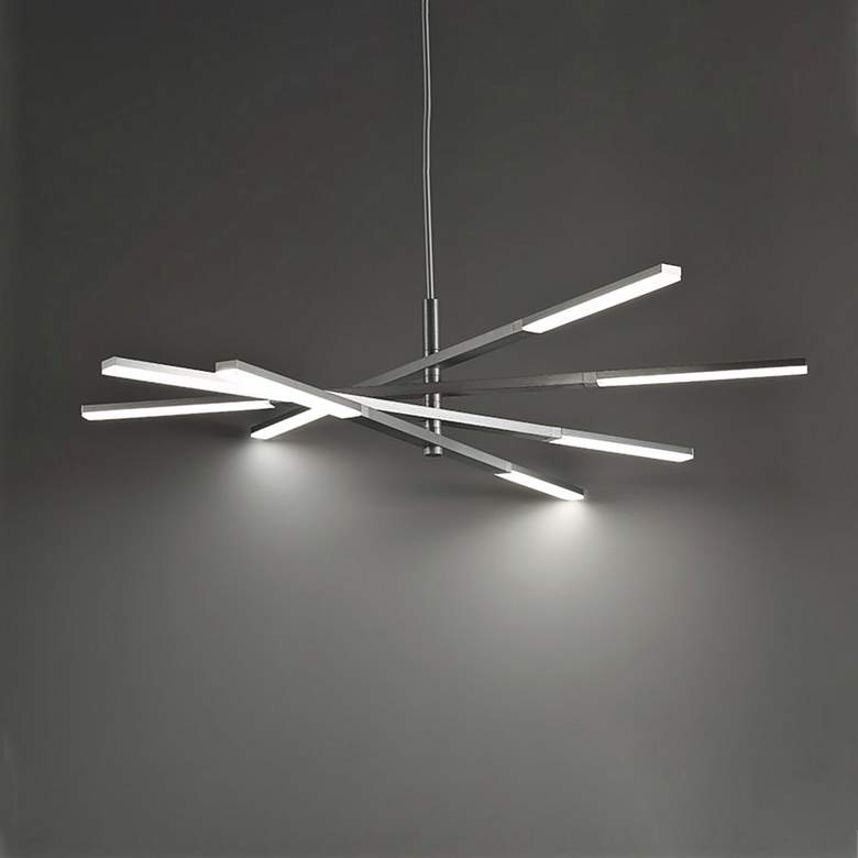 Image 3 Stacked 48 inch Wide Brushed Aluminum 8-Light LED Chandelier more views