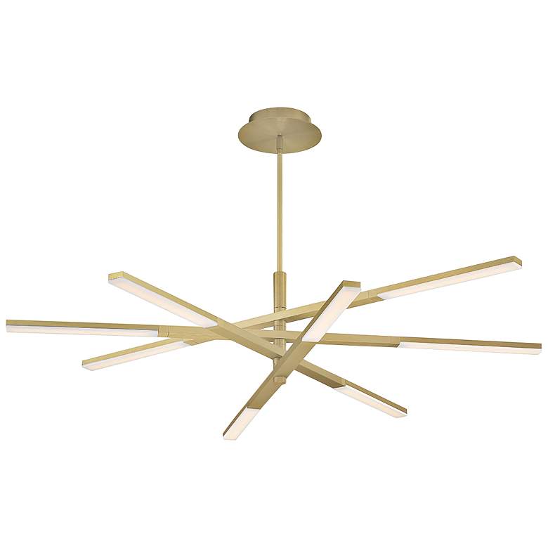 Stacked 48&quot;W Brushed Brass 8-Light LED Chandelier