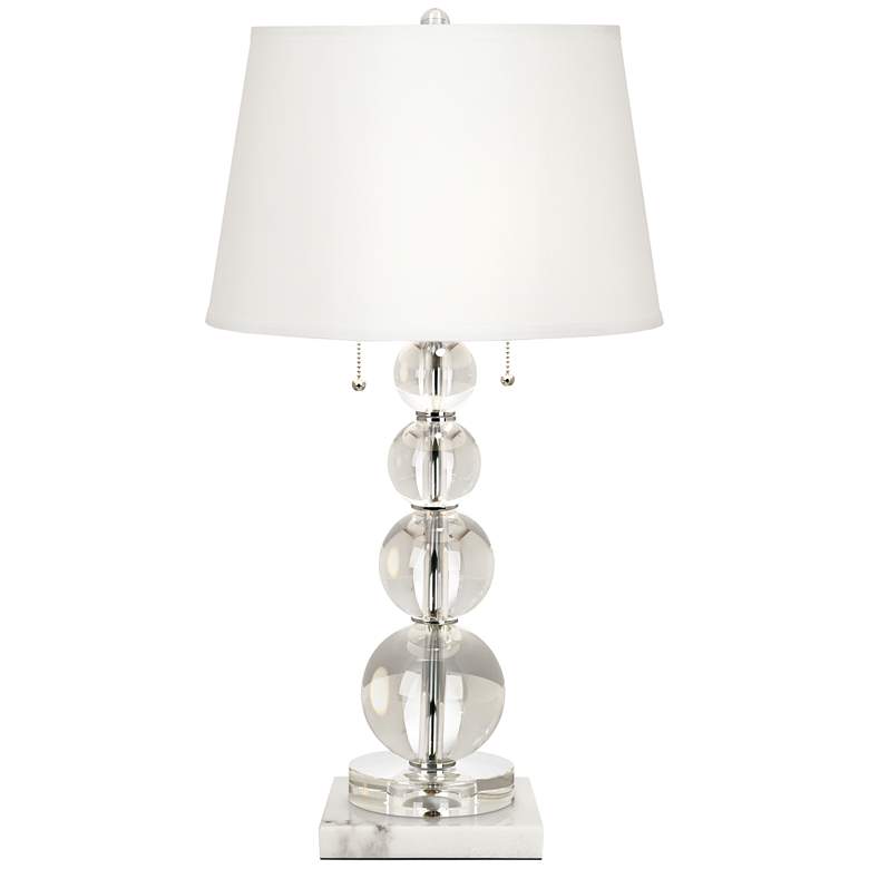Image 1 Stacked Crystal Spheres Table Lamp w/ Square White Marble Riser