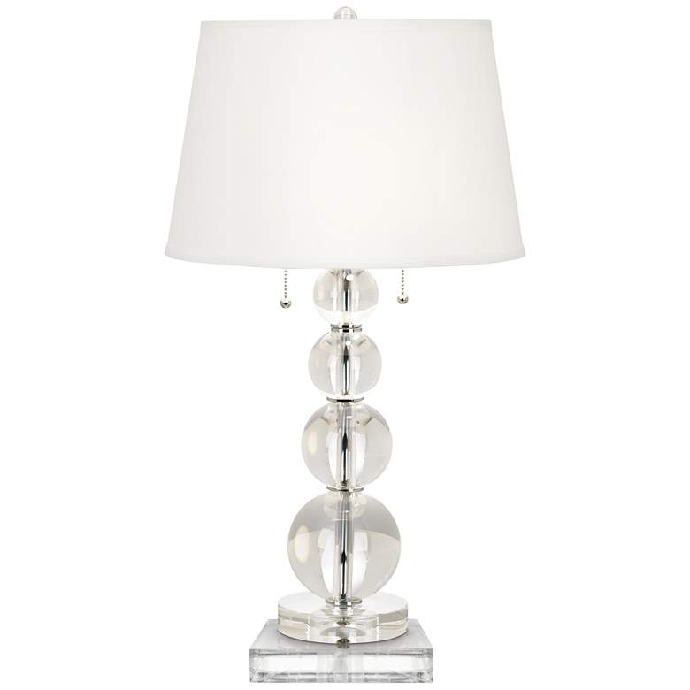 Image 1 Stacked Crystal Spheres Table Lamp With 8 inch Wide Square Riser