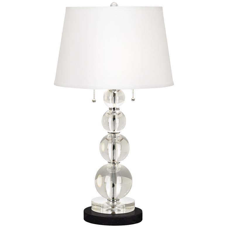 Image 1 Stacked Crystal Spheres Table Lamp with Round Black Marble Riser