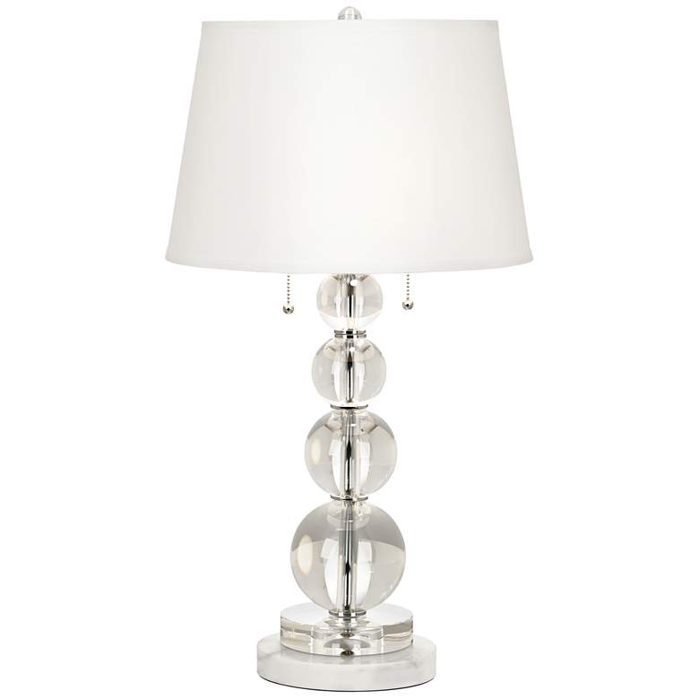 Image 1 Stacked Crystal Spheres Table Lamp with Round White Marble Riser