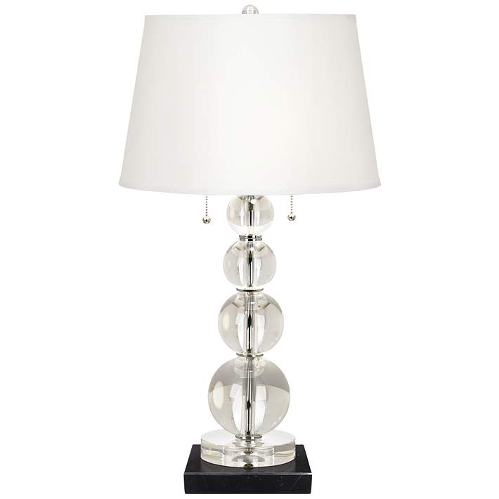 Stacked Crystal Spheres Table Lamp with Square Black Marble Riser