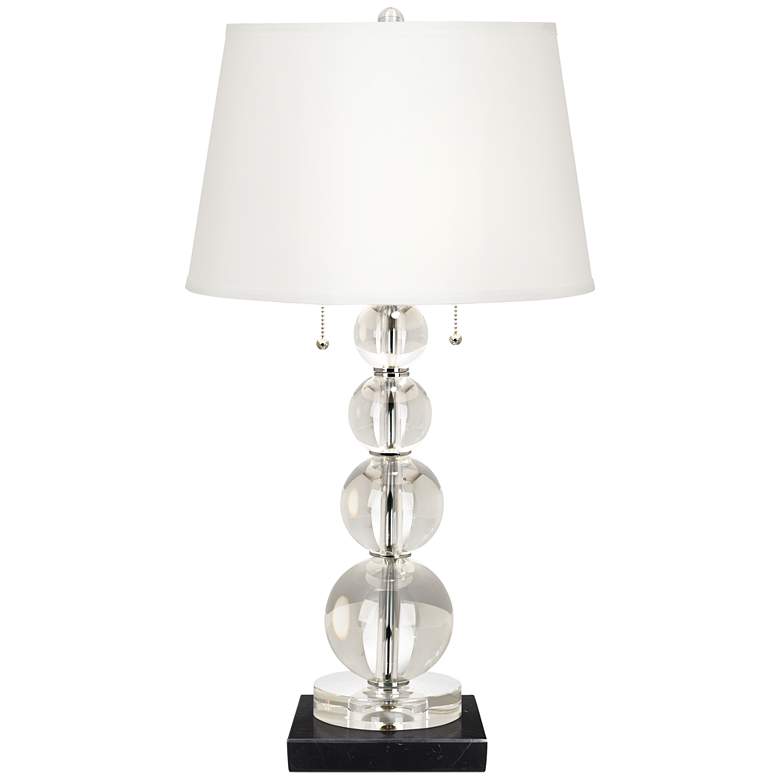 Image 1 Stacked Crystal Spheres Table Lamp with Square Black Marble Riser