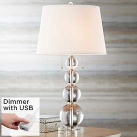 Image1 of Stacked Crystal Spheres Table Lamp With USB Dimmer