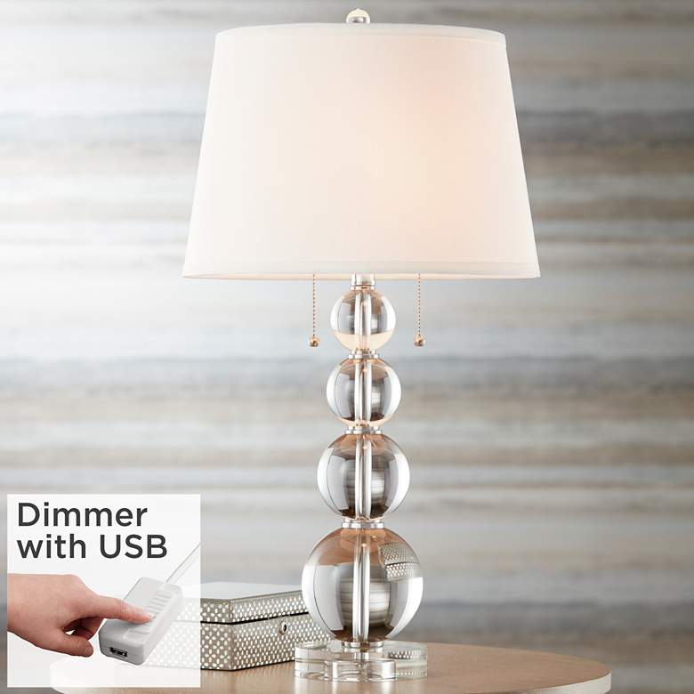 Image 1 Stacked Crystal Spheres Table Lamp With USB Dimmer