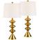 Stacked Diamonds 24" Modern Gold Table Lamps Set of 2