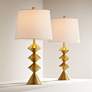 3_Stacked Diamonds 24" Modern Gold Table Lamps Set of 2