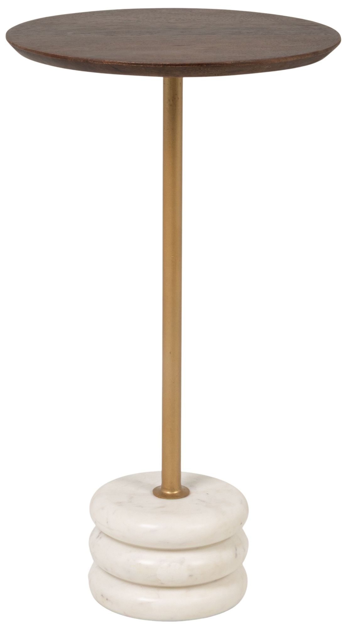 Image 2 Stacked Marble Base and Mango Wood Drink Table with Gold Post