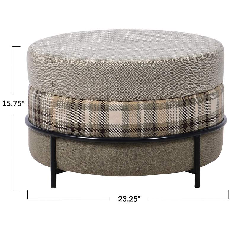 Image 2 Stacked Upholstered Ottoman with Metal Legs, Multicolor more views