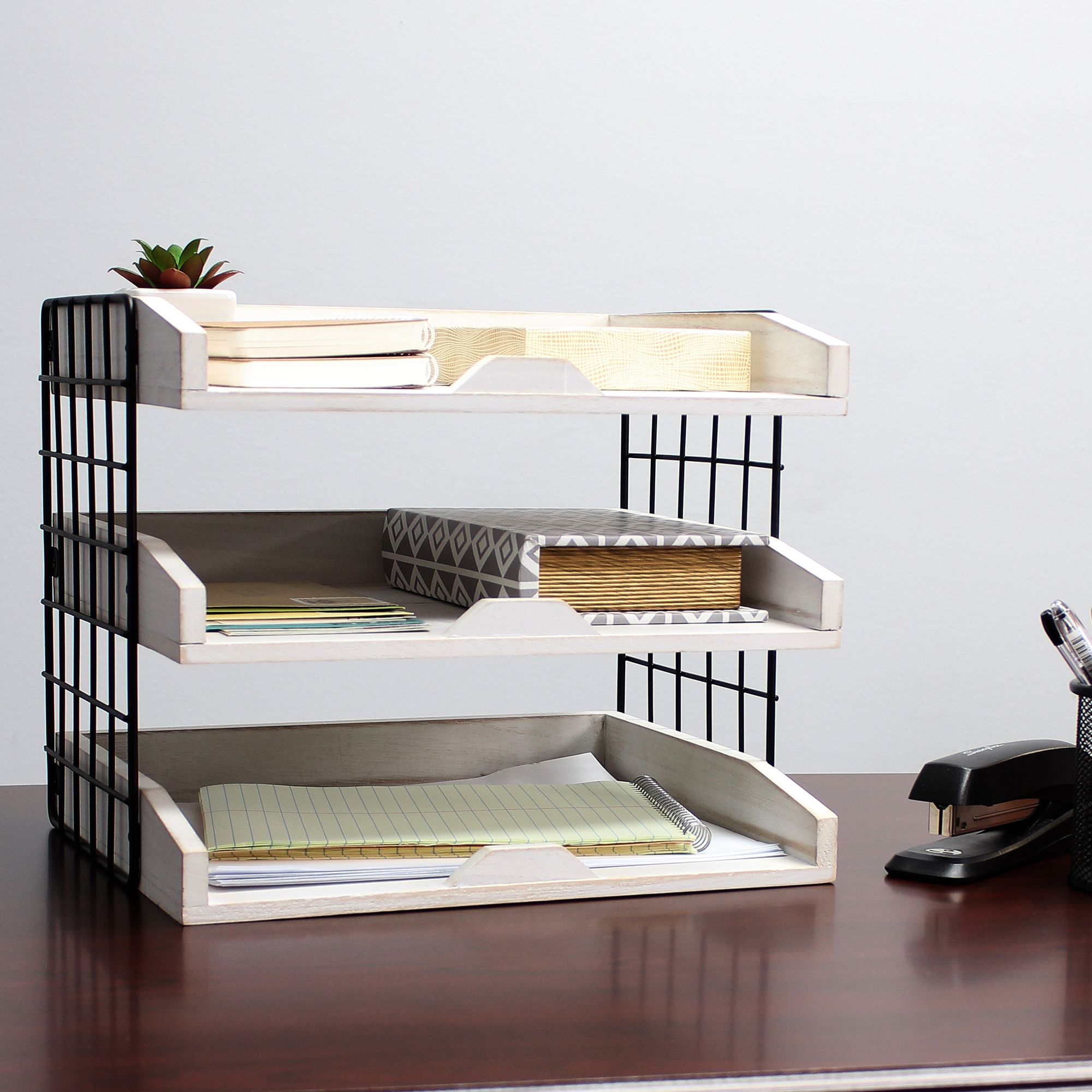 three shelf desk