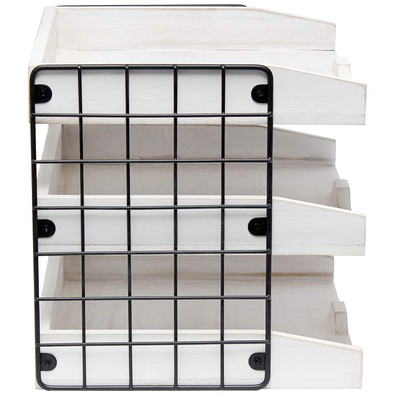 Image 6 Stacks White Wash 3-Shelf Desk Organizer Mail Letter Tray more views