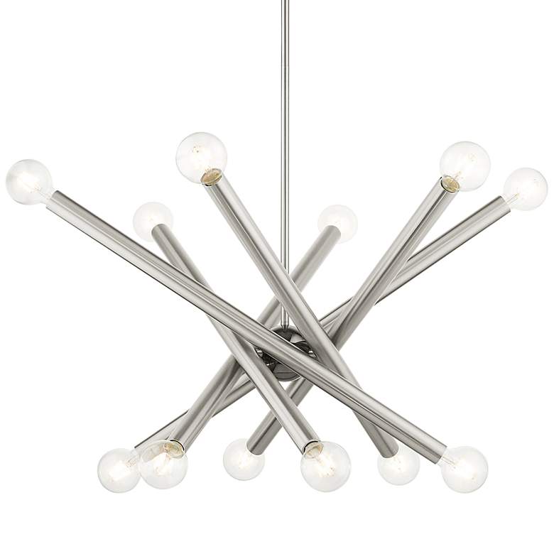 Image 3 Stafford 34 1/2"W Brushed Nickel 12-Light Sputnik Pendant