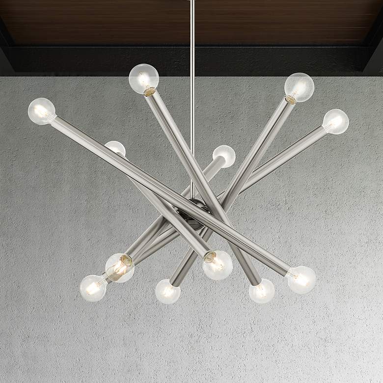 Image 2 Stafford 34 1/2"W Brushed Nickel 12-Light Sputnik Pendant