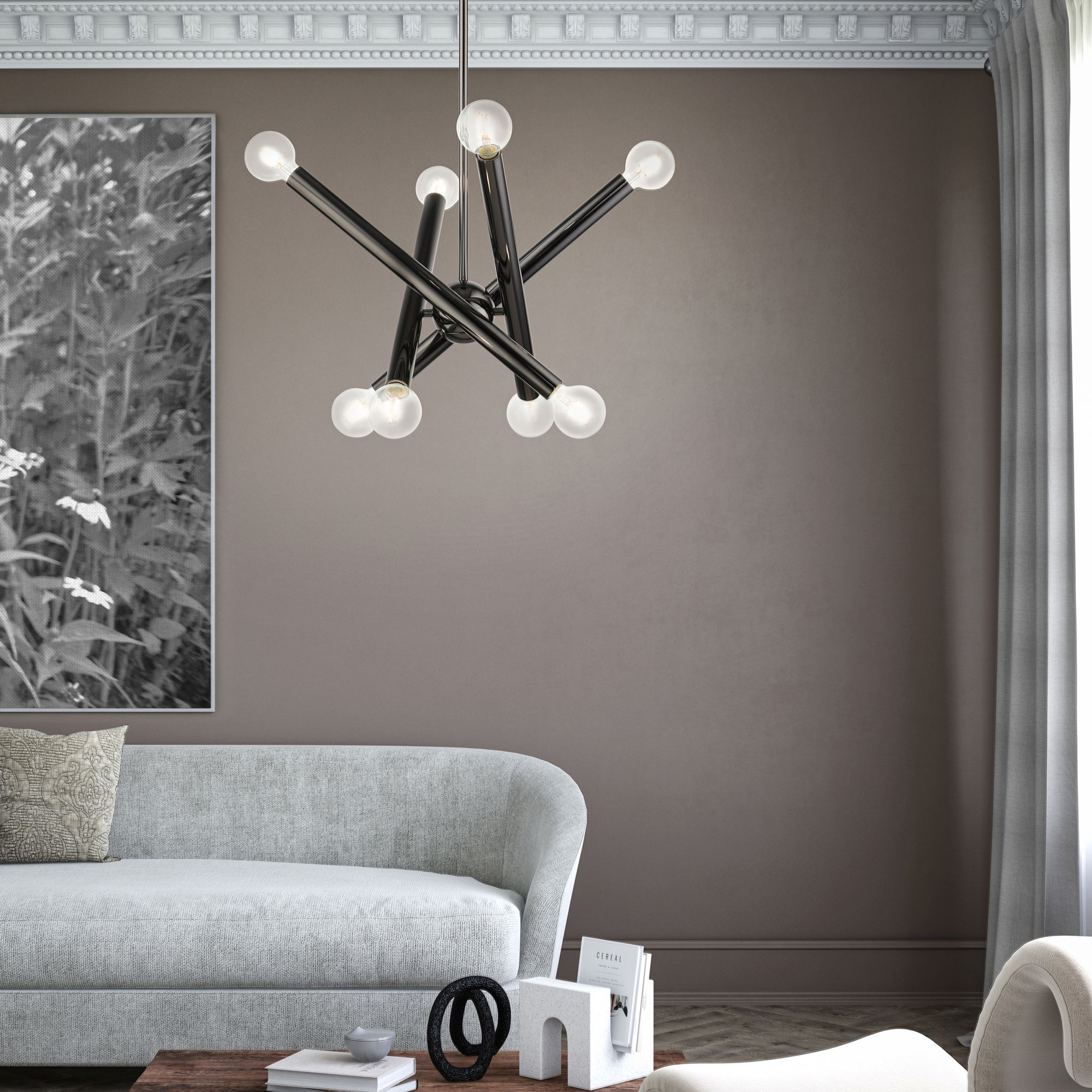 Stafford 8 Light Black Chrome Chandelier