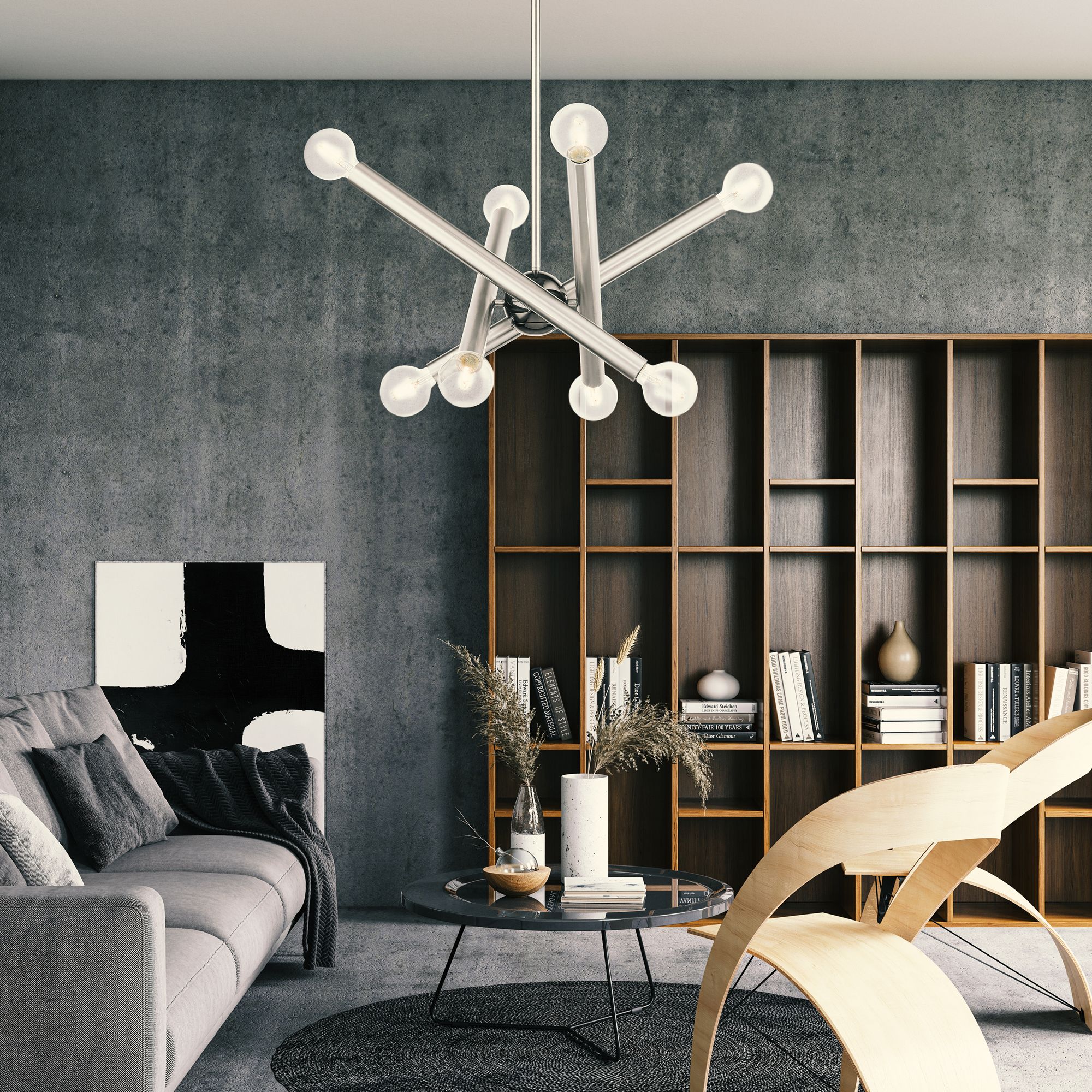 Stafford 8 Light Brushed Nickel Chandelier in scene