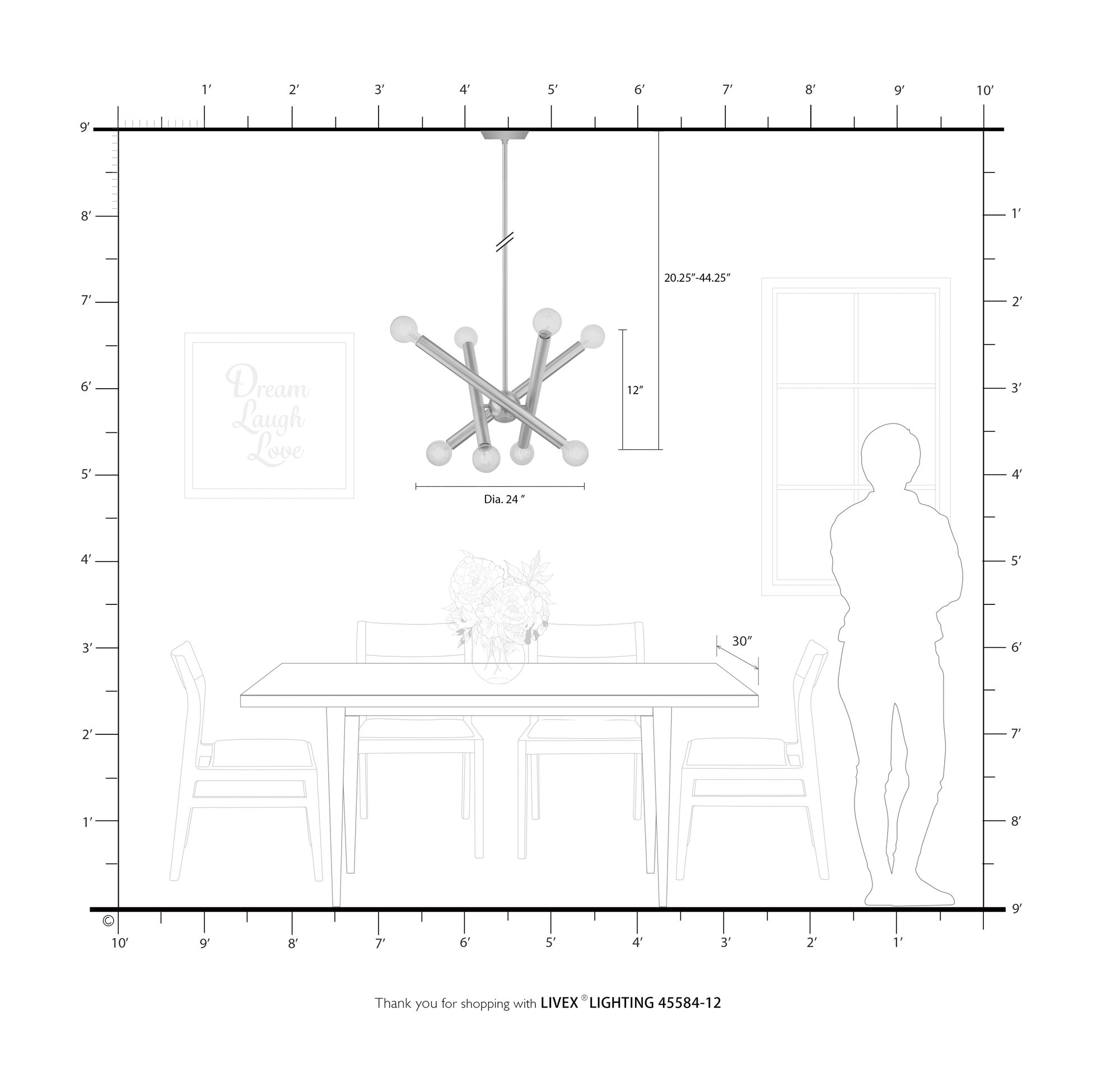 Stafford 8 Light Brushed Nickel Chandelier in scene