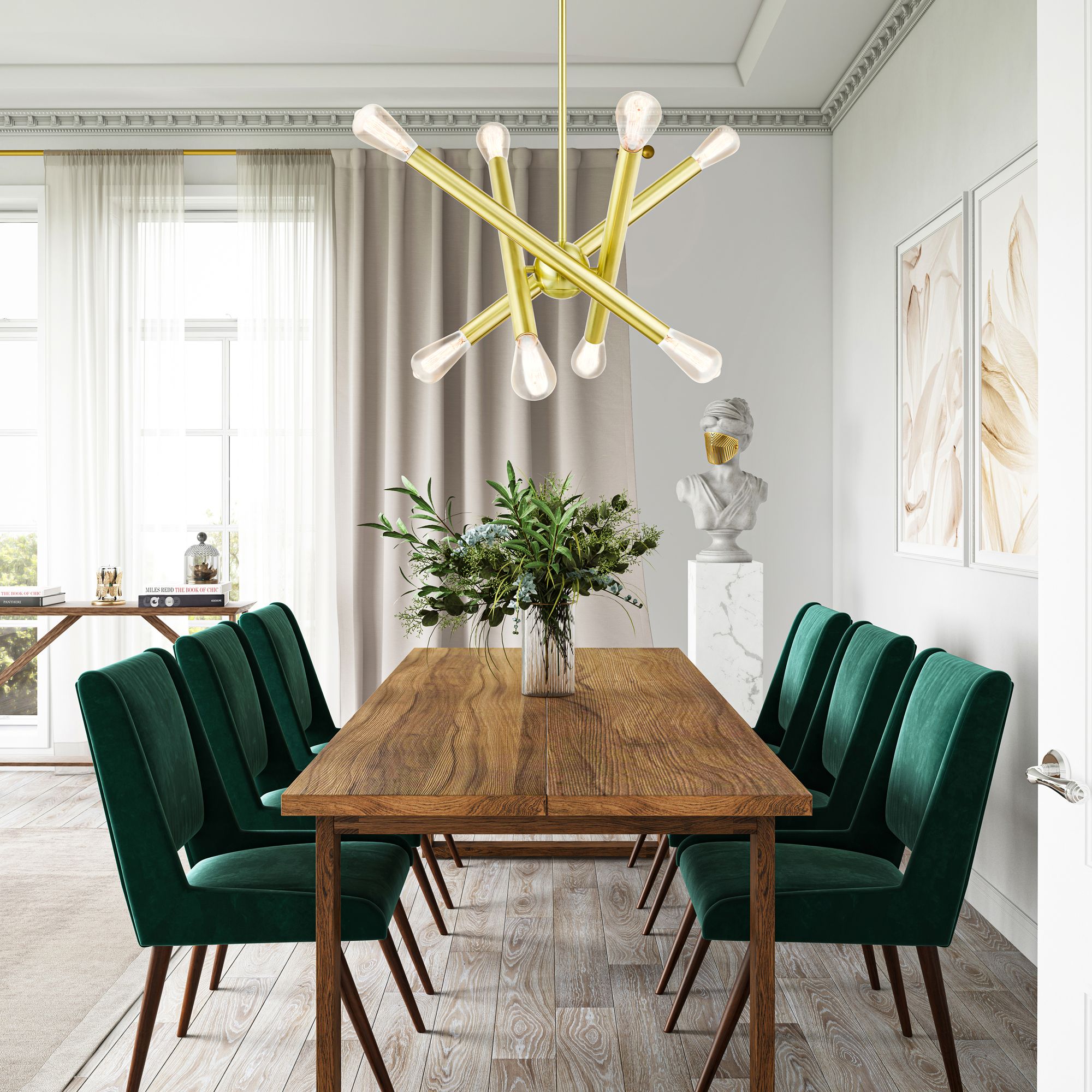 Stafford 8 Light Satin Brass Chandelier