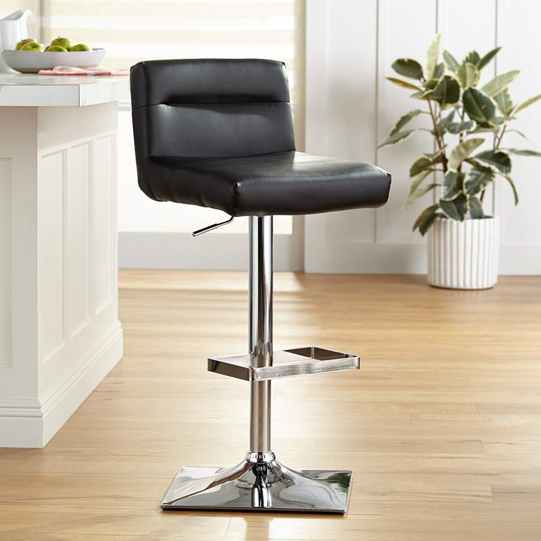 Image 1 Stafford Black Faux Leather Adjustable Swivel Bar Stool