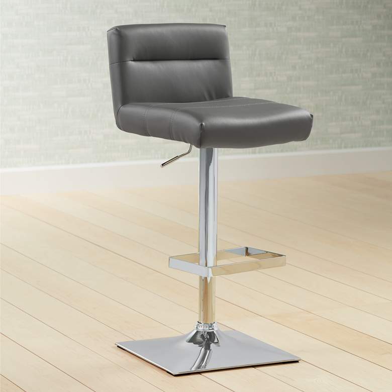 Image 1 Stafford Gray Faux Leather Adjustable Swivel Bar Stool