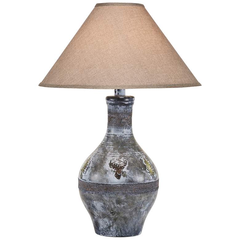 Image 1 Stag Gray Wash Hydrocal Vase Table Lamp