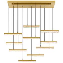 Stagger 48" Wide Brass 10-Light LED Linear Chandelier