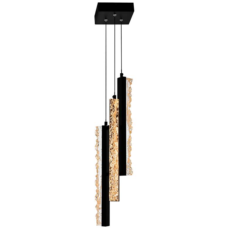 Image 1 Stagger 6" Wide Black LED Multi-Light Pendant