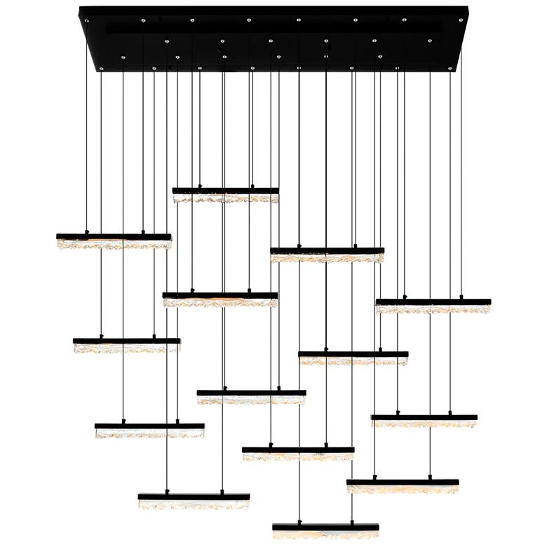 Image 1 Stagger 60" Wide Black LED Multi-Light Pendant