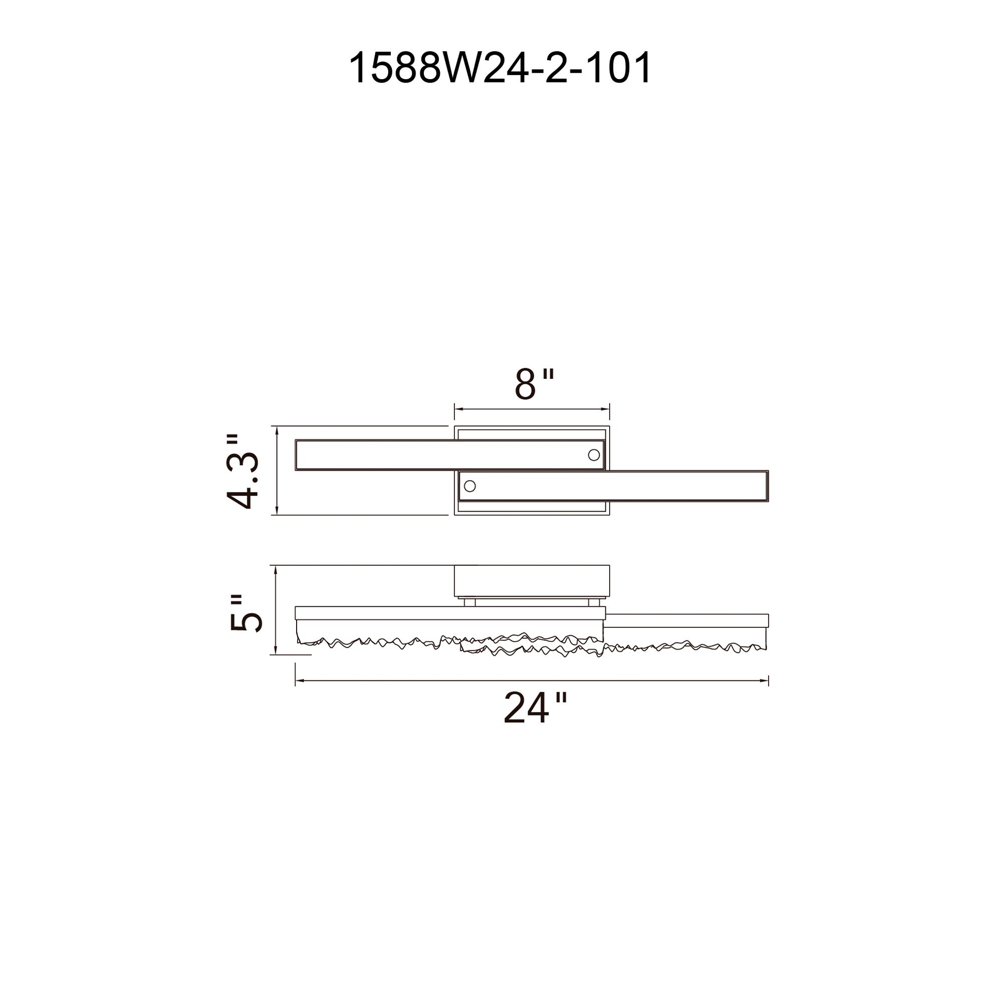 Stagger Integrated LED 24in Black Vanity Light with Handcrafted Glass