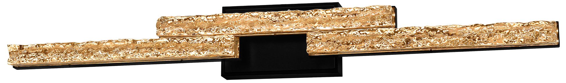 Stagger Integrated LED 36in Black Vanity Light with Handcrafted Glass