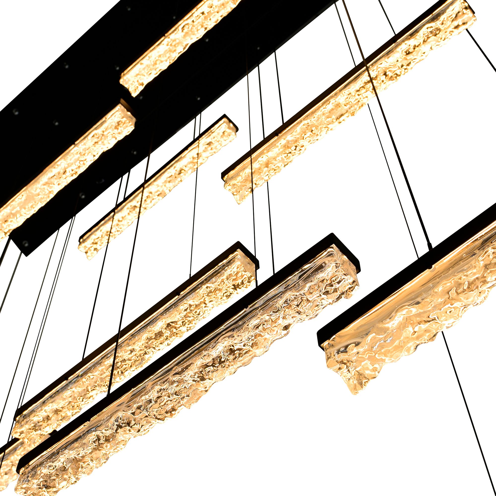 Image 3 Stagger Integrated LED 48in Black Chandelier with Handcrafted Glass more views