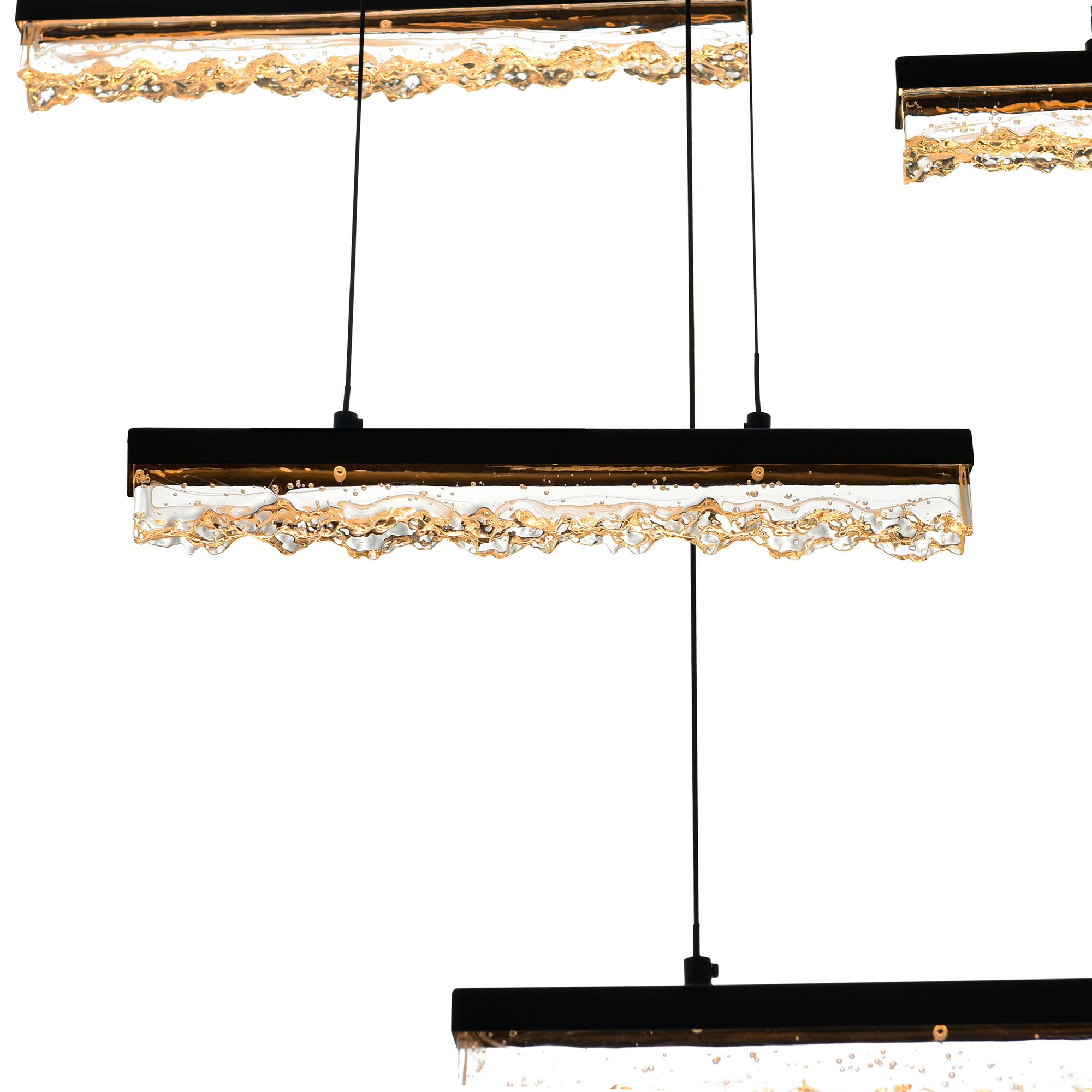 Image 5 Stagger Integrated LED 48in Black Chandelier with Handcrafted Glass more views