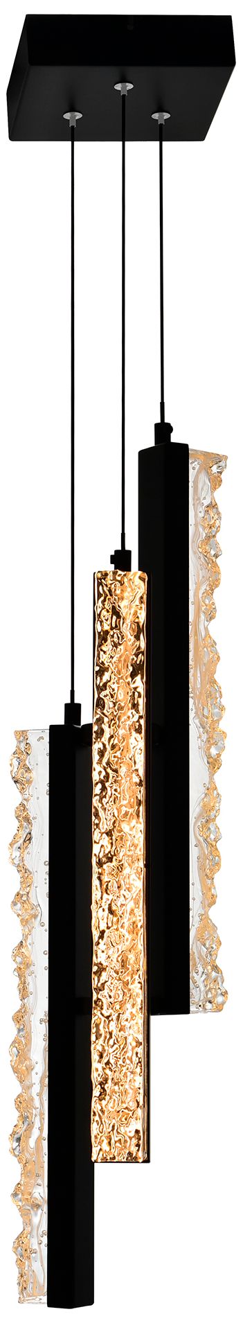 Stagger Integrated LED 6in Black Mini Pendant with Handcrafted Glass