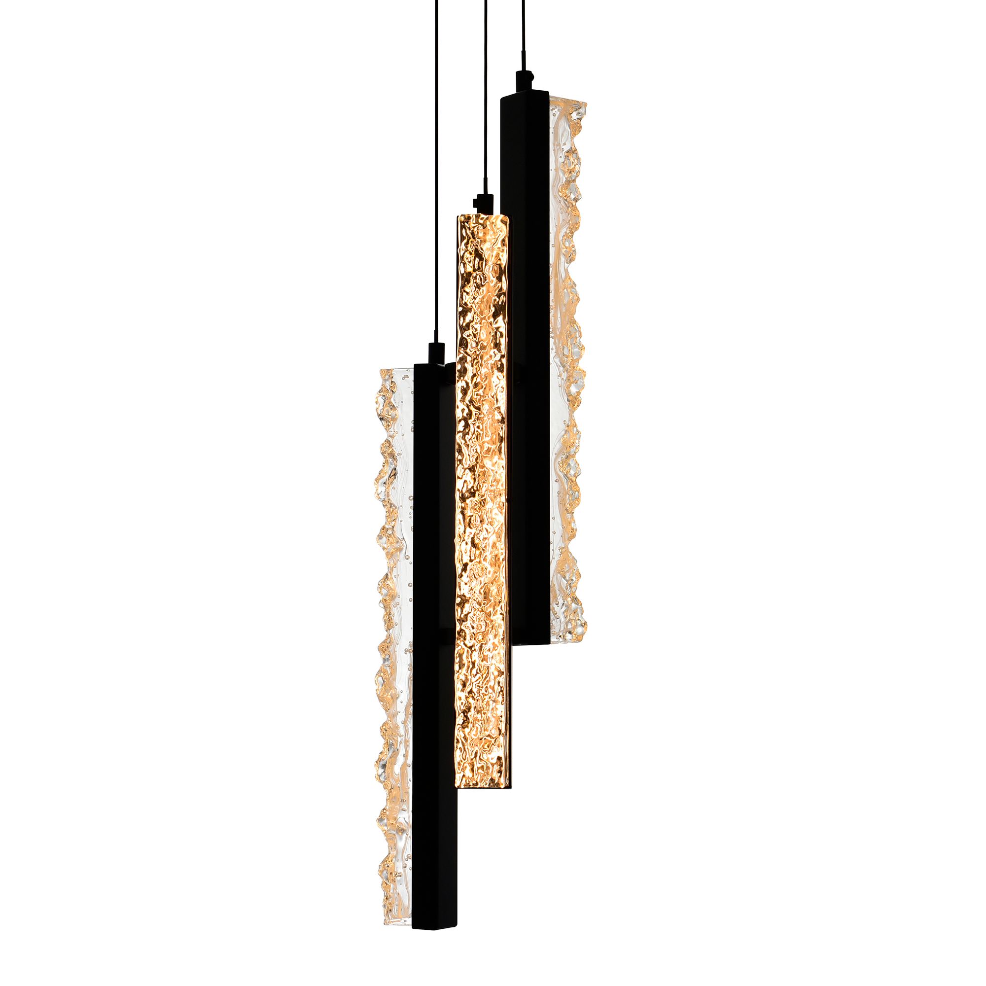 Image 2 Stagger Integrated LED 6in Black Mini Pendant with Handcrafted Glass more views